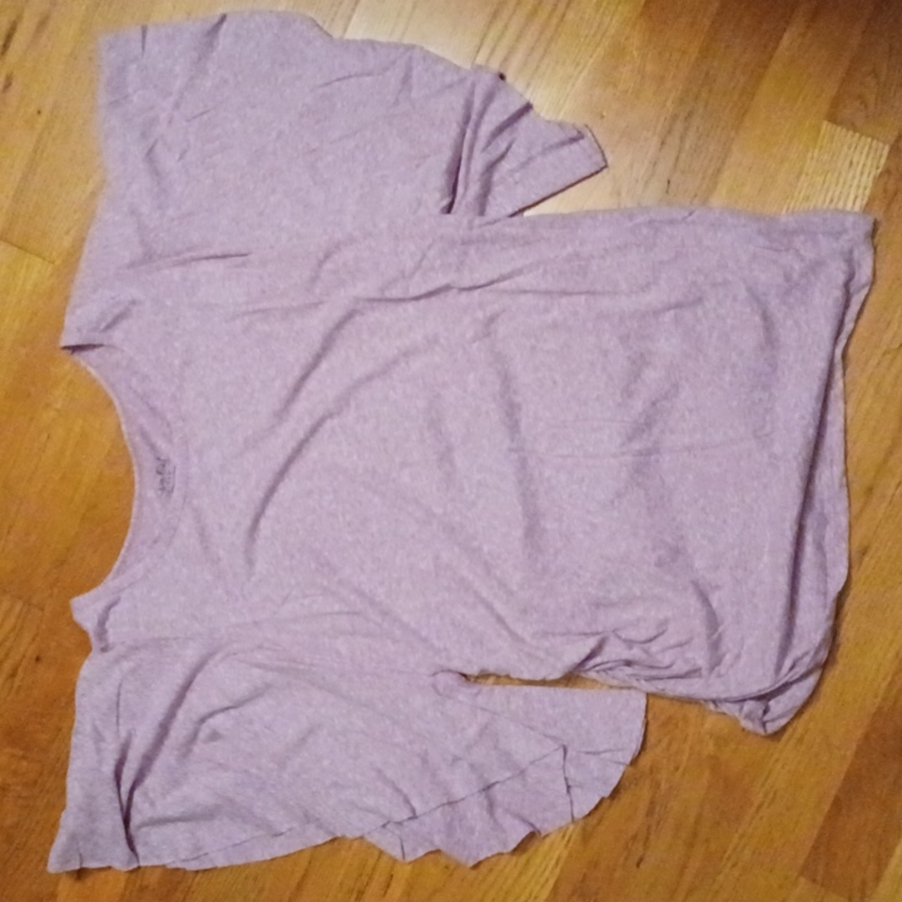 Maternity flutter sleeved purple shirt